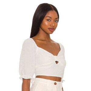 BCBGeneration Women's Puff-Sleeve Crop Top White B4HP